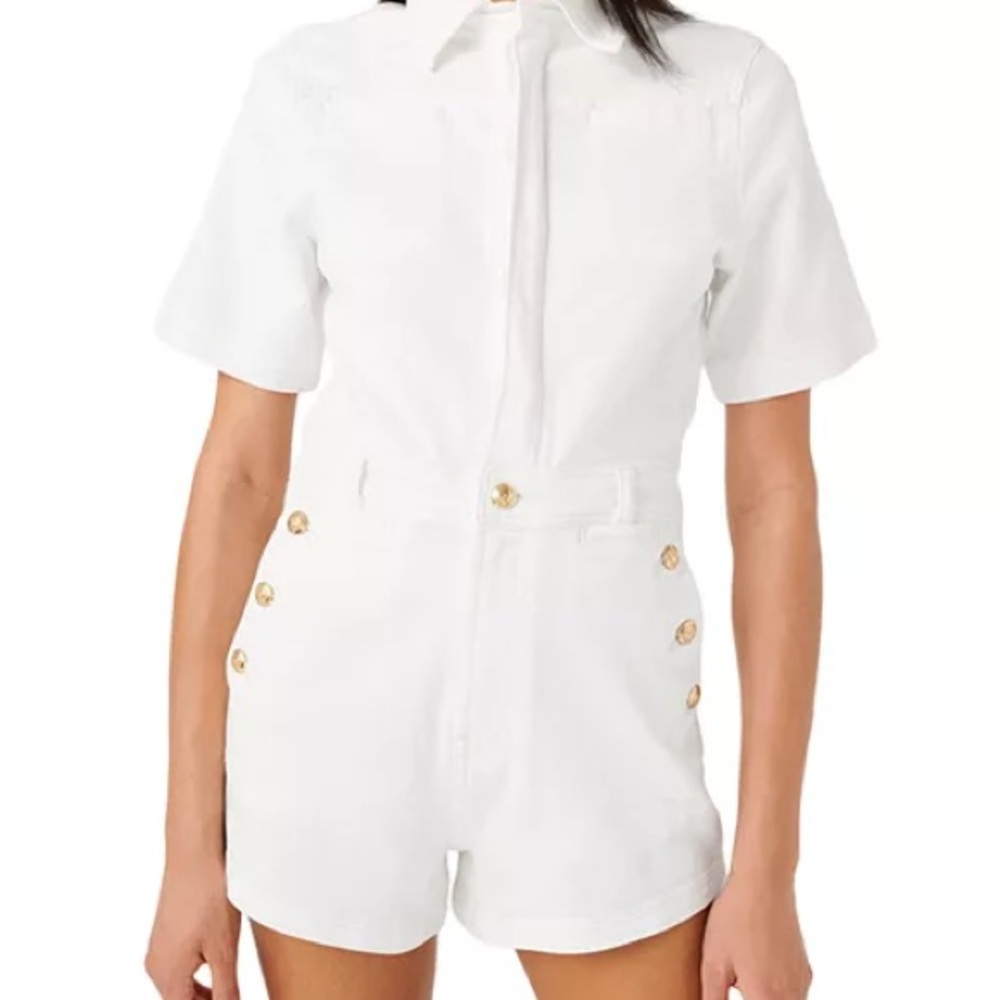 7 for All Mankind White Denim Romper